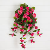 29" UV Resistant Artificial Geranium Hanging Plant (Indoor/Outdoor) - Set of 2