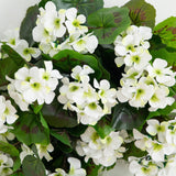 29" UV Resistant Artificial Geranium Hanging Plant - White (Indoor/Outdoor) - Set of 2