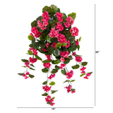 29" UV Resistant Artificial Geranium Hanging Plant (Indoor/Outdoor) - Set of 2