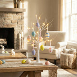 2' Pre-Lit Artificial Easter Twig Tree with Egg Ornaments and 24 Warm White LED Lights