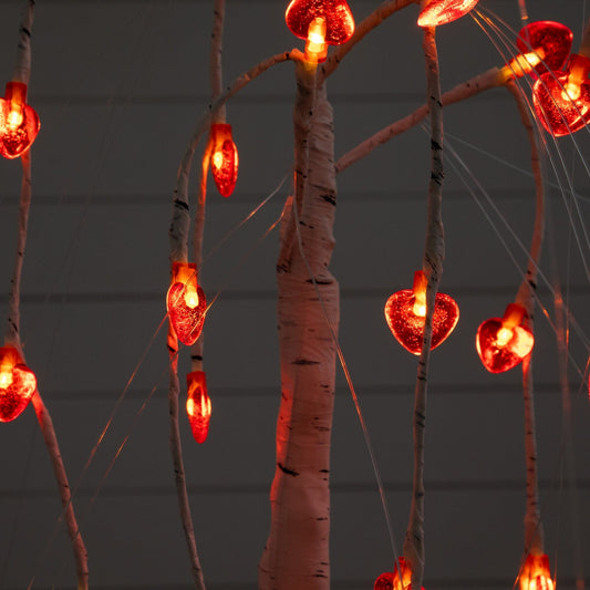 2' Pre-Lit Artificial Valentine's Day Willow Tree with 24 Heart Shaped LED Lights
