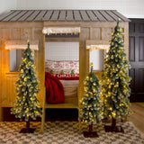 3', 4', 5' Pre-Lit Frosted Artificial Christmas Tree Set with Warm LED Lights - Set of 3