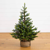 3' Artificial Balsam Fir Christmas Tree with Pine Cones in Jute Wire Planter