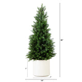 3’ Artificial Cedar Tree in White Planter UV Resistant (Indoor/Outdoor)