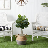 3' Artificial Fiddle Leaf Fig Tree with Handmade Cotton & Jute Woven Basket DIY Kit