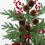3' Artificial Slim Christmas Tree with Pine Cones & Berries