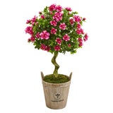3’ Azalea Artificial Topiary Tree in Farmhouse Planter