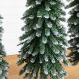 3', 4', 5' Pre-Lit Frosted Artificial Christmas Tree Set with Warm LED Lights - Set of 3