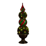 3' Pre-Lit Artificial Christmas Ornament Boxwood Topiary Tree with 70 Warm White LED Lights