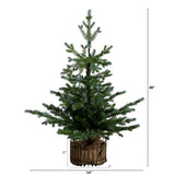3' Pre-Lit Artificial Christmas Tree in Jute Wire Planter with 30 Warm White LED Lights