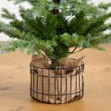 3' Pre-Lit Artificial Christmas Tree in Jute Wire Planter with 30 Warm White LED Lights