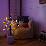 3' Pre-Lit Artificial Halloween Pumpkins and Skulls Ornament Tree with 48 Warm White LED Lights