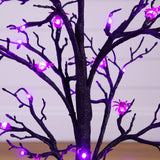 3' Pre-Lit Artificial Halloween Spider Twig Tree with 36 Purple LED Lights