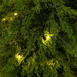 3'  Pre-Lit Artificial Lightly Snowed Cypress Christmas Tree with 38 Warm White LED Lights in Decorative Weaved Basket