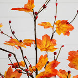 3' Pre-Lit Autumn Maple Artificial Fall Tree with Berries and 36 Warm White LED Lights