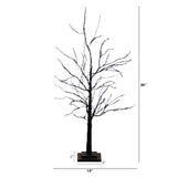 3' Pre-Lit Halloween Black Twig Artificial Tree with 80 Orange & Purple LED Lights