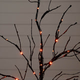 3' Pre-Lit Halloween Black Twig Artificial Tree with 80 Orange & Purple LED Lights