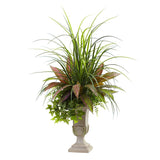 3’ Mixed Grass, Dracena, Sage Ivy & Fern w/Planter