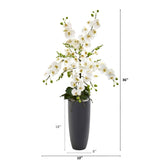 3’ Phalaenopsis Orchid Artificial Arrangement in Gray Vase