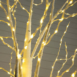 6’ Pre-Lit Artificial White Birch Tree with 92  Warm White LED Lights