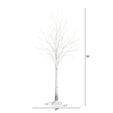 6’ Pre-Lit Artificial White Birch Tree with 92  Warm White LED Lights