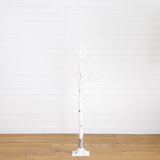 6’ Pre-Lit Artificial White Birch Tree with 92  Warm White LED Lights