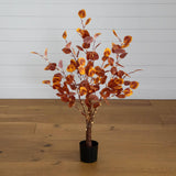 3' Pre-Lit Autumn Eucalyptus Artificial Fall Tree with 80 Warm White LED Lights