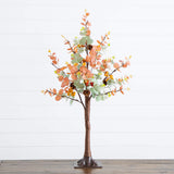 3' Pre-Lit Autumn Eucalyptus Artificial Fall Tree with Pinecones, Berries and 36 Warm White LED Lights