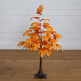 3' Pre-Lit Autumn Maple Artificial Fall Tree with 80 Warm White LED Lights