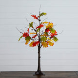 3' Pre-Lit Autumn Maple Artificial Fall Tree with Pinecones, Acorns and 36 Warm White LED Lights