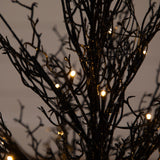 3’ Pre-Lit Halloween Black Twig Artificial Fall Tree in Burlap Planter with 42 Warm White LED Lights