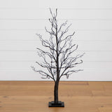 3' Pre-Lit Halloween Deluxe Black Twig Artificial Tree with 36 Orange & Purple LED Lights