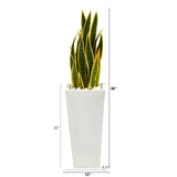 3’ Sansevieria Artificial Plant in Tall White Planter