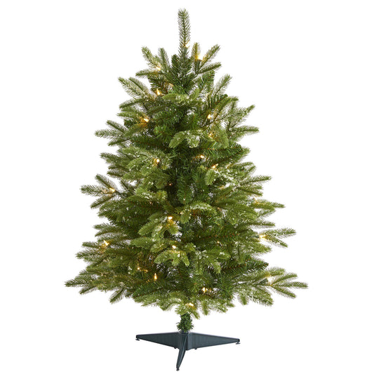 3’ Snowed Grand Teton Fir Artificial Christmas Tree with 50 Clear Lights and 111 Bendable Branches