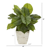 30” Large Philodendron Artificial Plant in Country White Planter (Real Touch)
