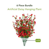 30" UV Resistant Artificial Daisy Hanging Plant (Indoor/Outdoor) - Set of 6