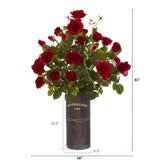 31” Garden Rose Artificial Plant in Decorative Planter