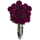 31” Mum Artificial Arrangement in Silver Vase