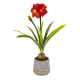 32” Amaryllis Artificial Plant in Planter with Gold Trimming