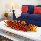 32” Fall Hydrangea, Lotus Seed and Berries Artificial Candelabrum Arrangement