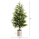 32" Artificial Real Touch Norfolk Island Pine in Christmas Tin Metal Planter with Natural Look