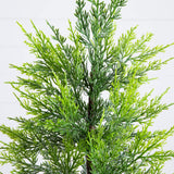 32" Pre-Lit Artificial Lightly Snowed Cypress Christmas Tree with 30 Warm White LED Lights in Decorative Weaved Basket