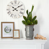 33” Cactus Succulent Artificial Plant in Vintage Metal Planter