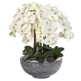 33” Phalaenopsis Orchid Artificial Arrangement in Large Cement Bowl