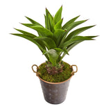 34” Agave Artificial Plant in Decorative Metal Pail with Rope