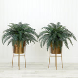 34” Artificial River Fern Plant in Metal Planter with Stand DIY KIT - Set of 2
