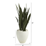 34” Sansevieria Artificial Plant in White Planter
