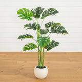 3.5' Artificial Monstera Tree in White Round Planter