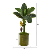 35” Banana Artificial Tree in Green Planter