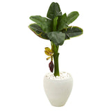35” Banana Artificial Tree in White Planter